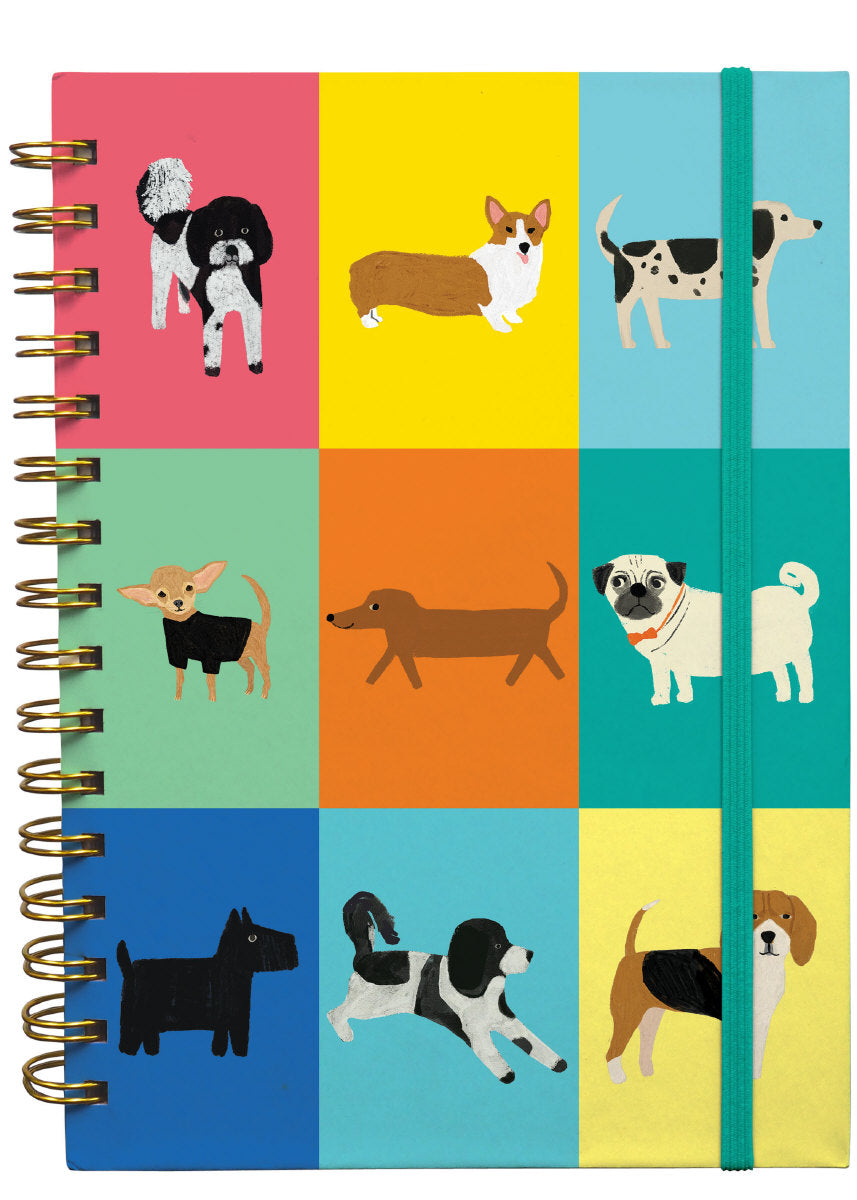 Roger la Borde Prize Pooches A5 Blank Wiro Notebook featuring artwork by Anne Bentley