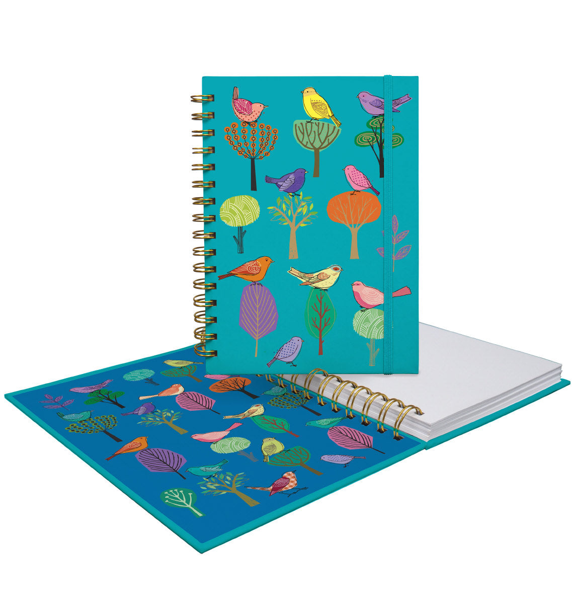 Roger la Borde Modern Birds A5 Blank Wiro Notebook featuring artwork by Repeat Repeat