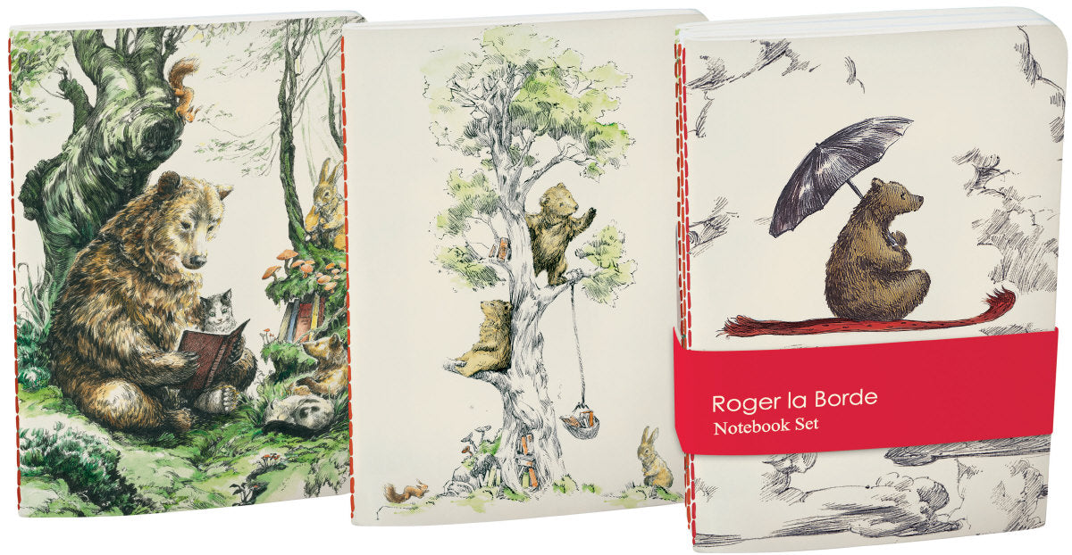 Roger la Borde Flying Bear A6 Softback Notebook Set featuring artwork by Elise Hurst