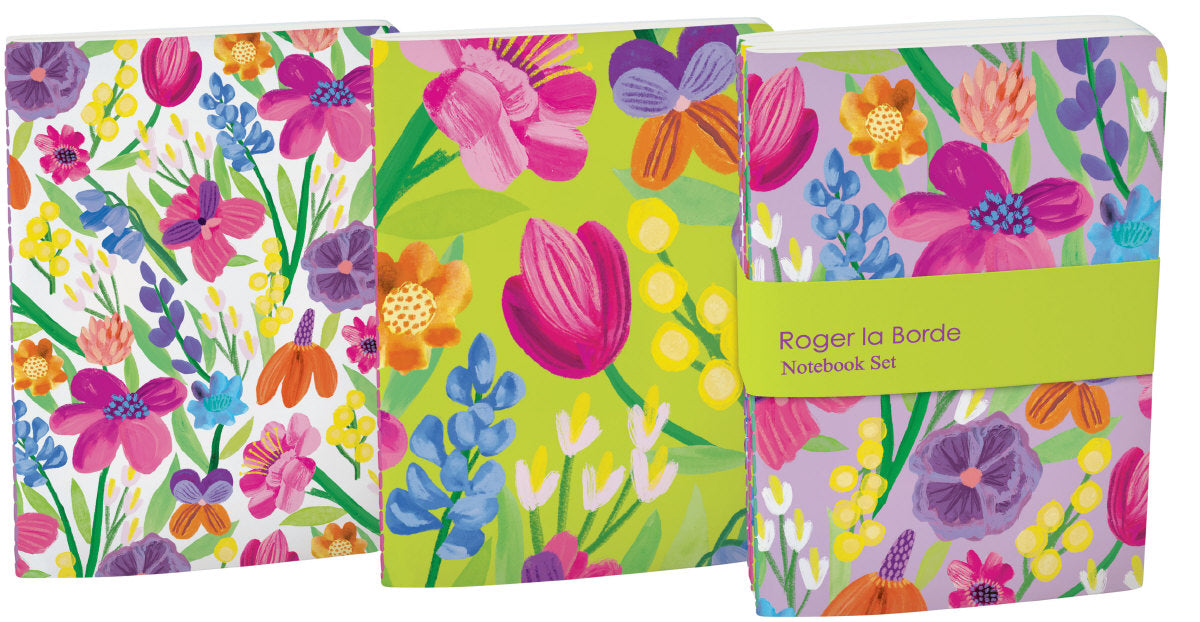 Roger la Borde Floral Supernova A6 Softback Notebook Set featuring artwork by Katie Vernon