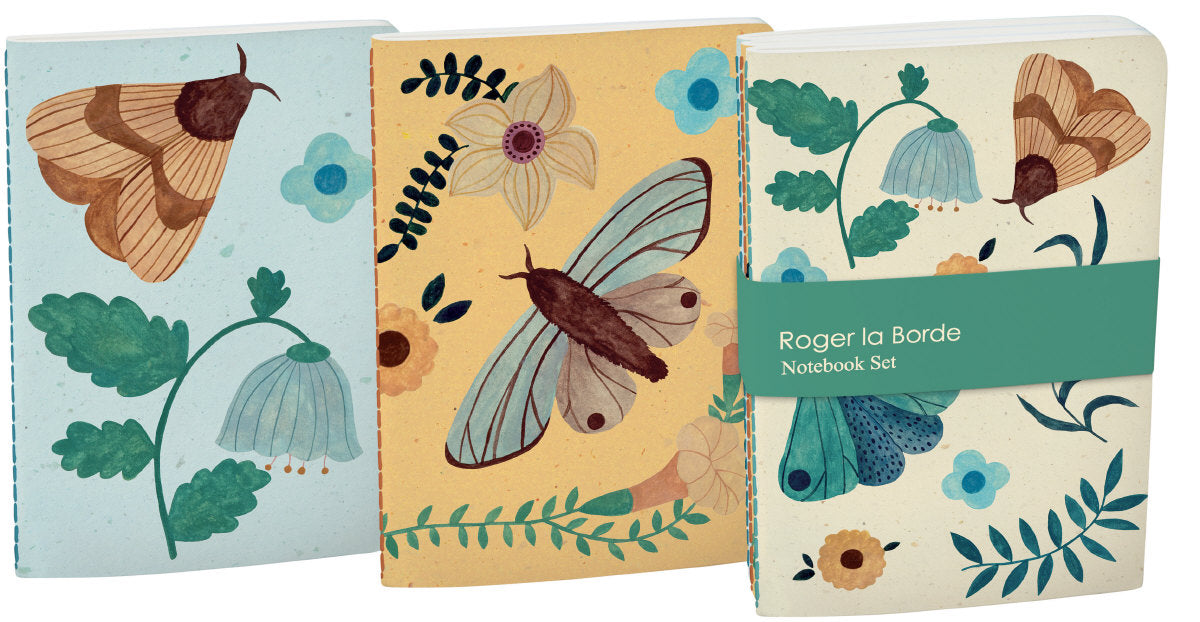 Roger la Borde Flutter and Bloom A6 Softback Notebook Set featuring artwork by Karolina Ciechanska