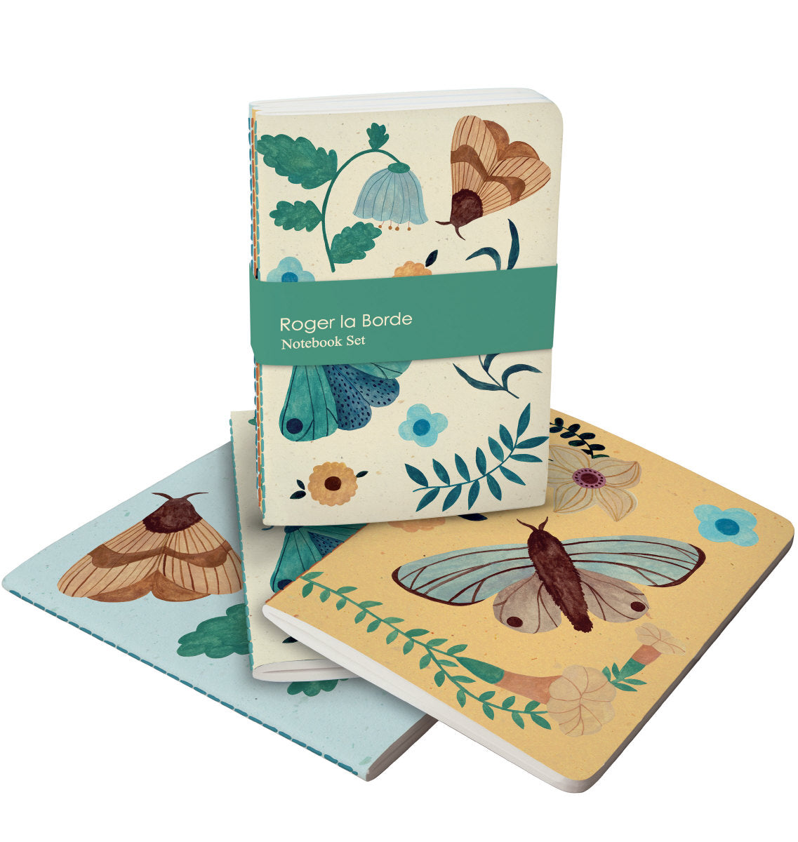 Roger la Borde Flutter and Bloom A6 Softback Notebook Set featuring artwork by Karolina Ciechanska