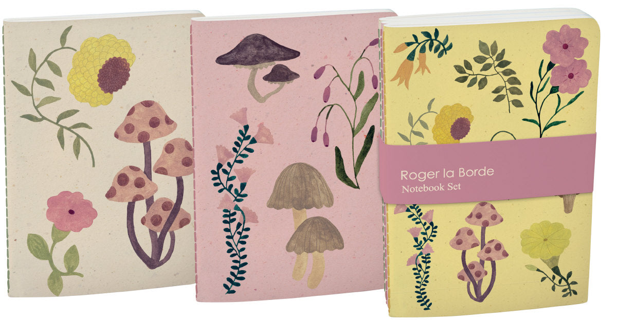 Roger la Borde Flora and Fungi A6 Softback Notebook Set featuring artwork by Karolina Ciechanska
