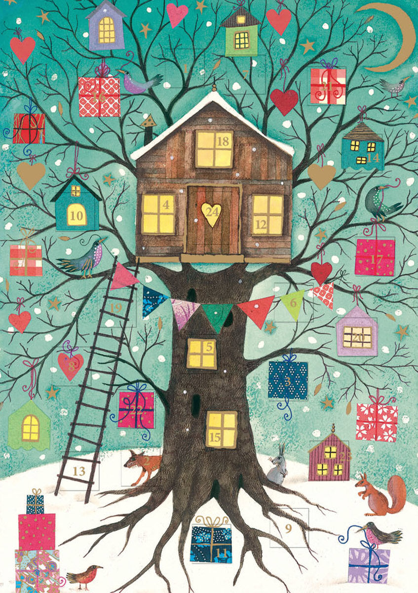 Roger la Borde Christmas Tree Advent Calendar Card featuring artwork by Jane Ray