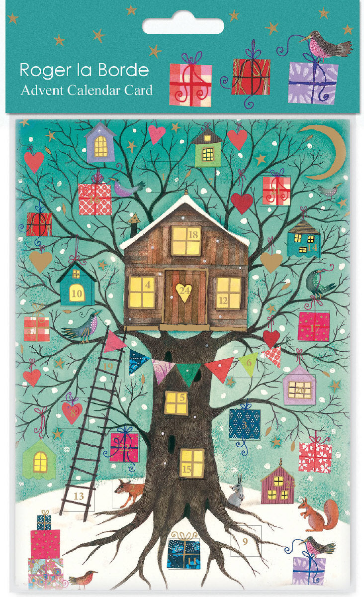 Roger la Borde Christmas Tree Advent Calendar Card featuring artwork by Jane Ray