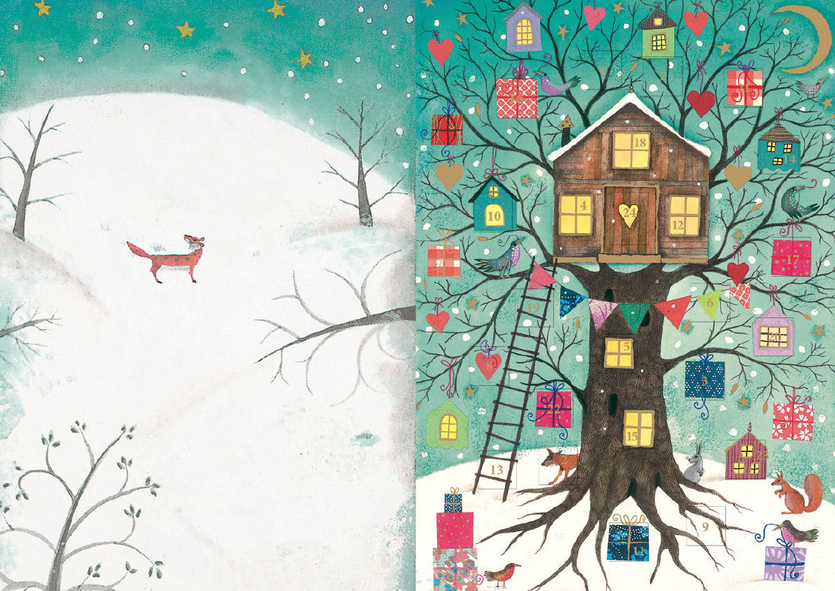 Roger la Borde Christmas Tree Advent Calendar Card featuring artwork by Jane Ray