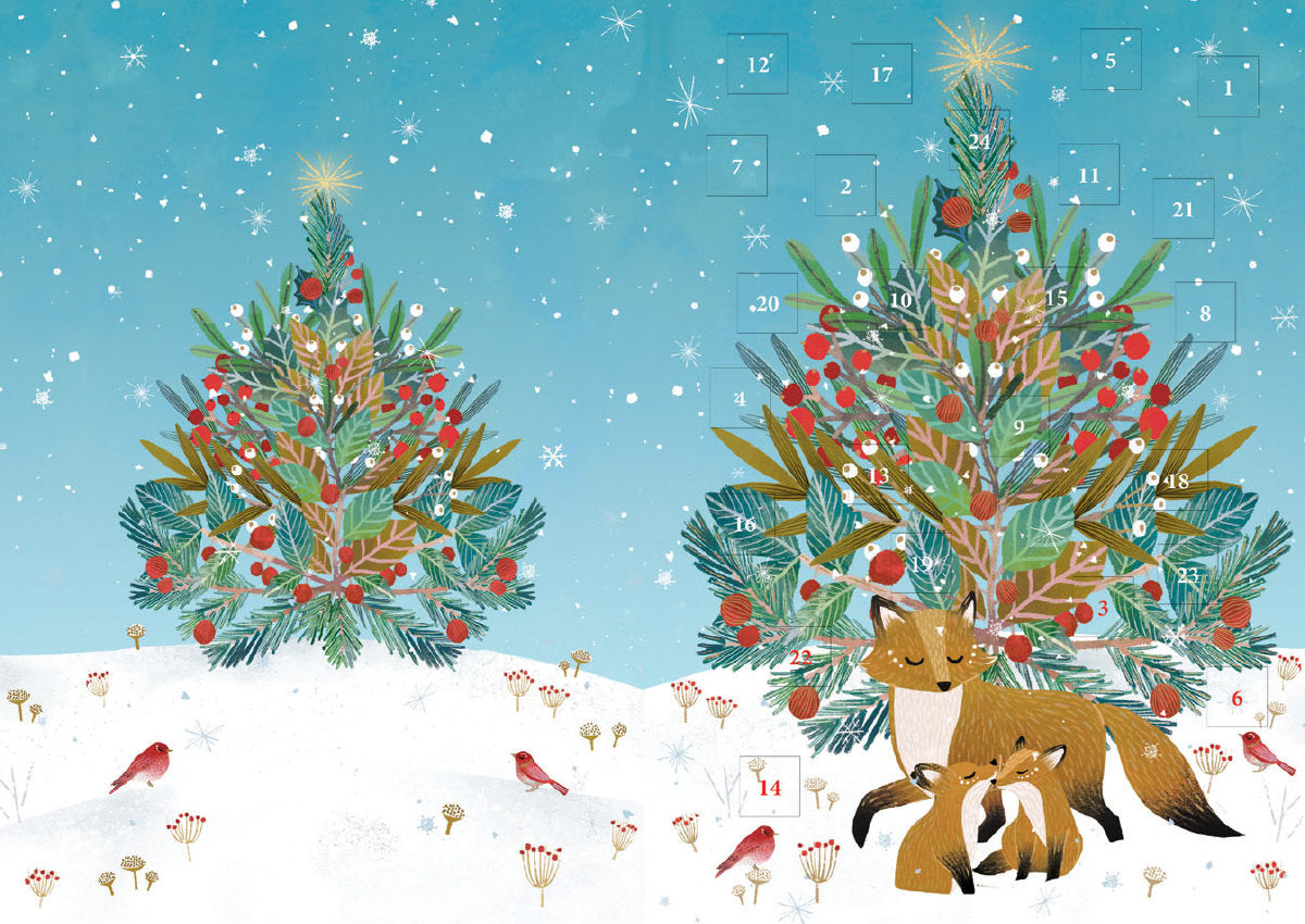 Roger la Borde Beneath the Tree Advent Calendar Card featuring artwork by Antoana Oreski