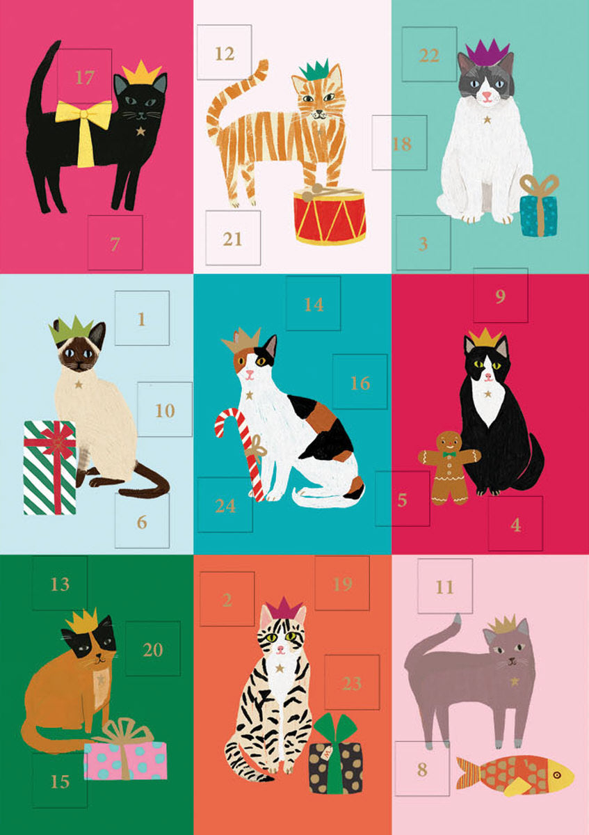 Roger la Borde Cat Checkerboard Advent Calendar Card featuring artwork by Anne Bentley