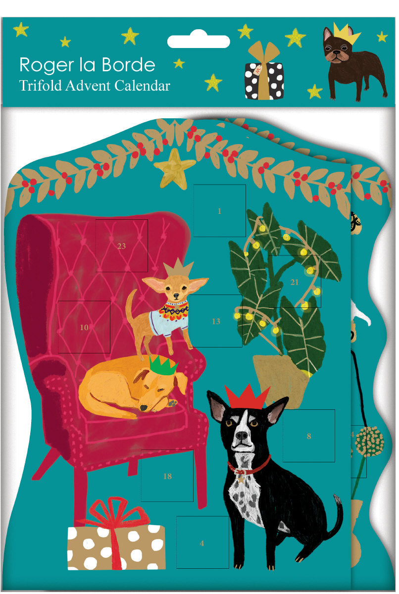 Roger la Borde Pooch Perfection Trifold Advent Calendar featuring artwork by Anne Bentley
