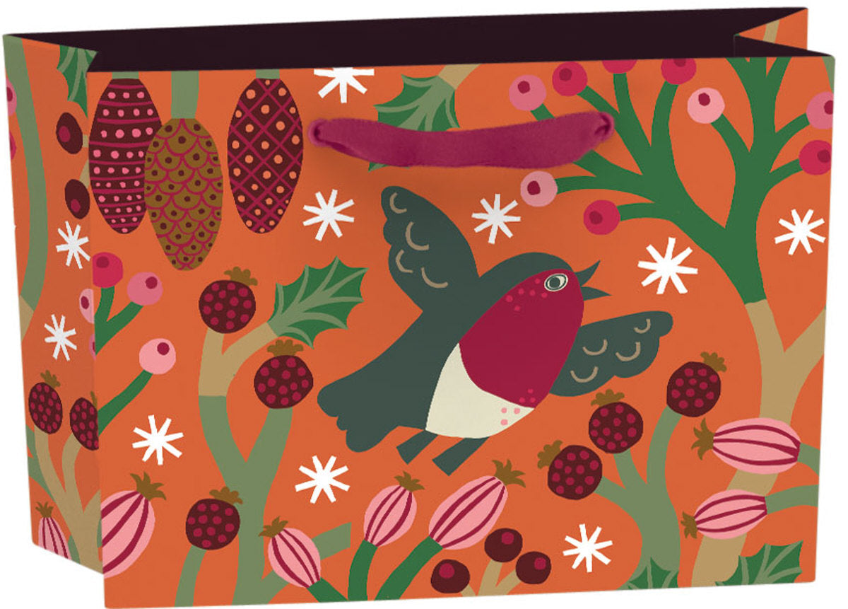 Roger la Borde Christmas Chorus Small Landscape Gift Bag featuring artwork by Monika Forsberg