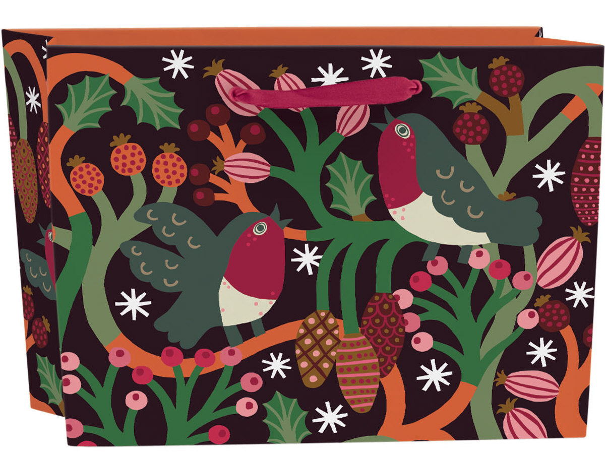 Roger la Borde Christmas Chorus Large Landscape Gift Bag featuring artwork by Monika Forsberg