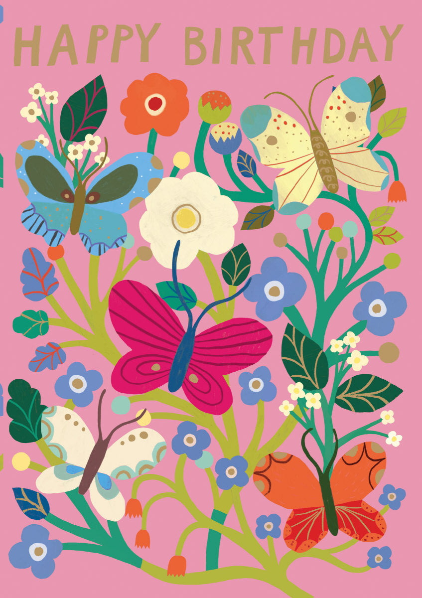 Roger la Borde Butterfly Garden Greeting Card featuring artwork by Monika Forsberg