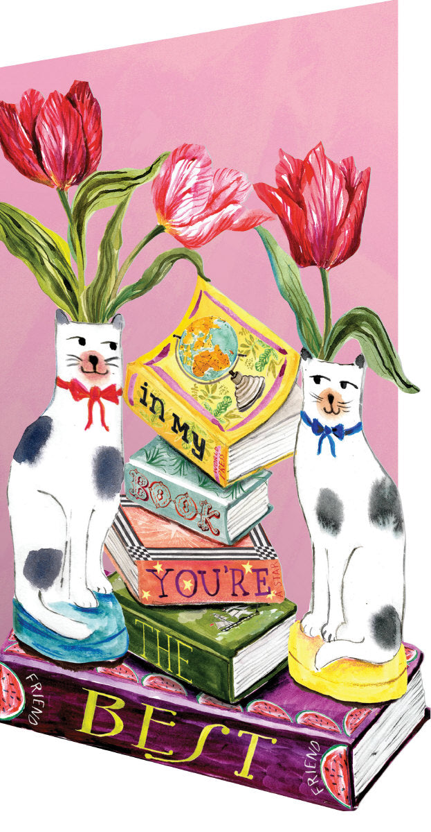 Roger la Borde Bookstack Lasercut Card featuring artwork by Fay Ford