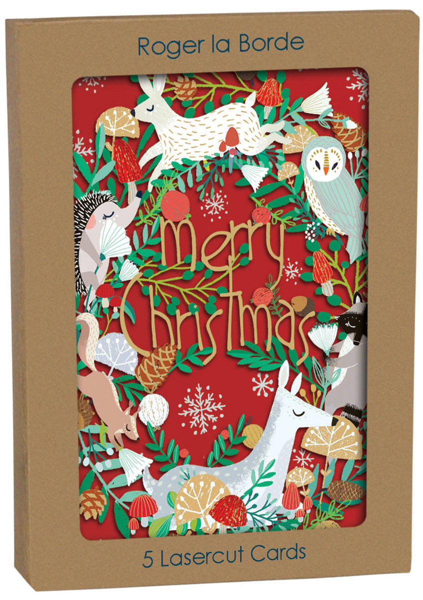 Roger la Borde Animal Wreath Lasercut Card featuring artwork by Antoana Oreski