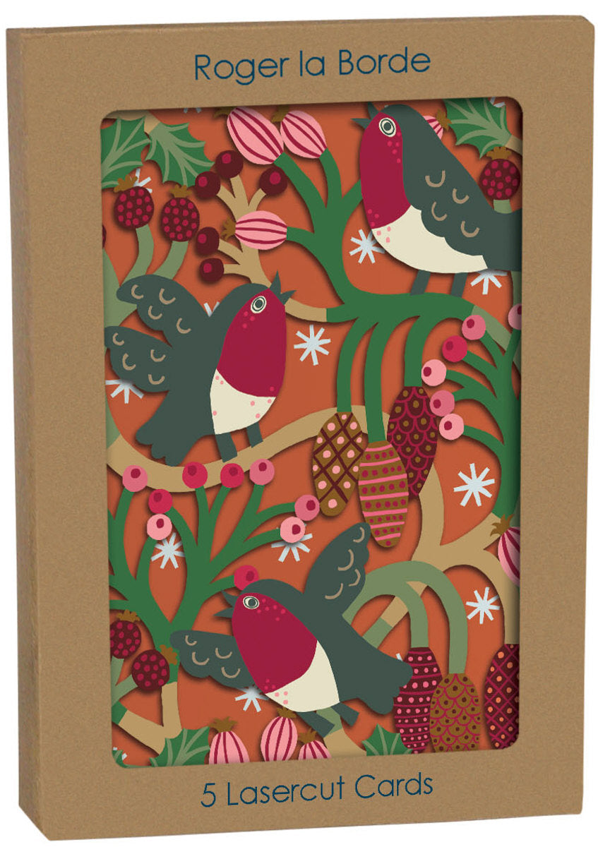 Roger la Borde Christmas Chorus Lasercut Card featuring artwork by Monika Forsberg