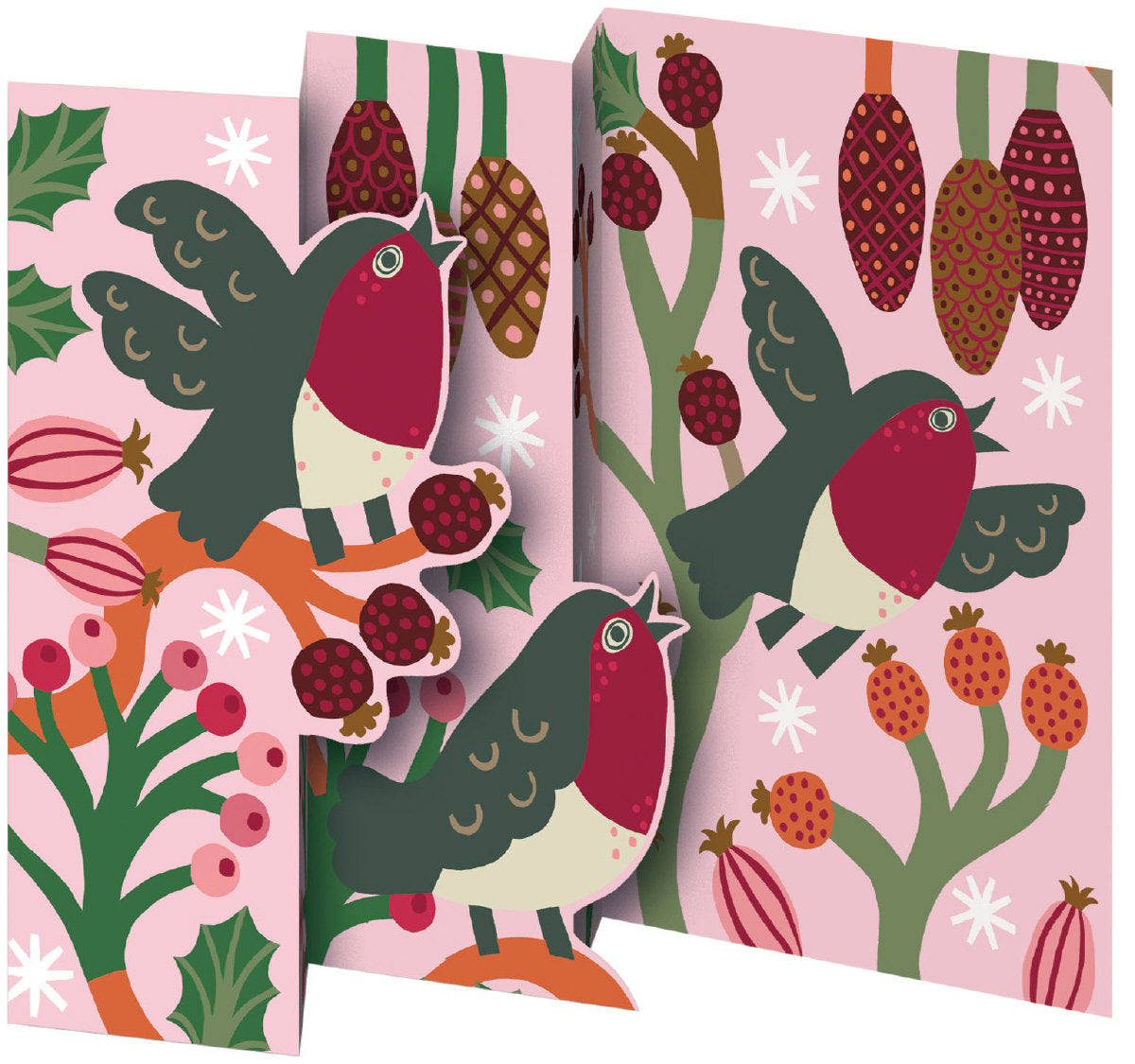 Roger la Borde Christmas Chorus Tri-fold Card Pack featuring artwork by Monika Forsberg