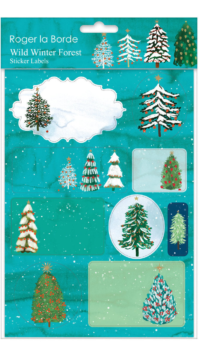 Roger la Borde Wild Winter Forest Sticker Label Sheets featuring artwork by Katie Vernon