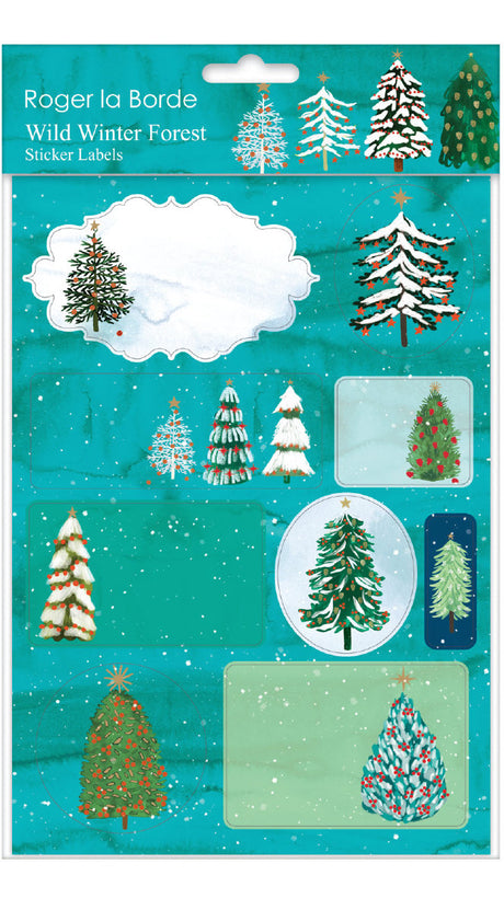 Roger la Borde Wild Winter Forest Sticker Label Sheets featuring artwork by Katie Vernon