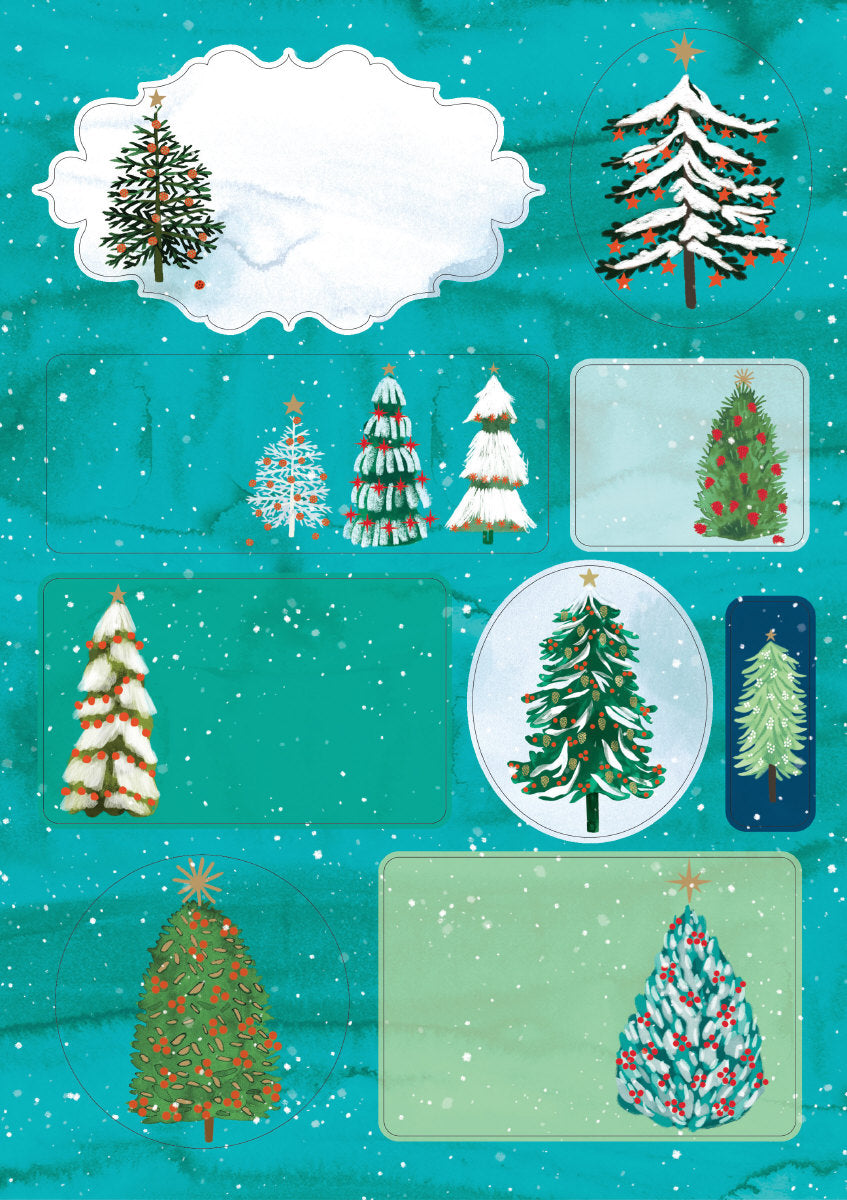 Roger la Borde Wild Winter Forest Sticker Label Sheets featuring artwork by Katie Vernon