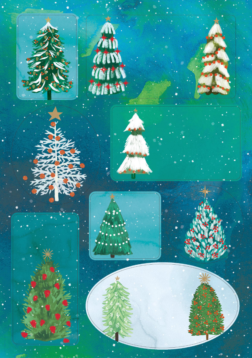 Roger la Borde Wild Winter Forest Sticker Label Sheets featuring artwork by Katie Vernon