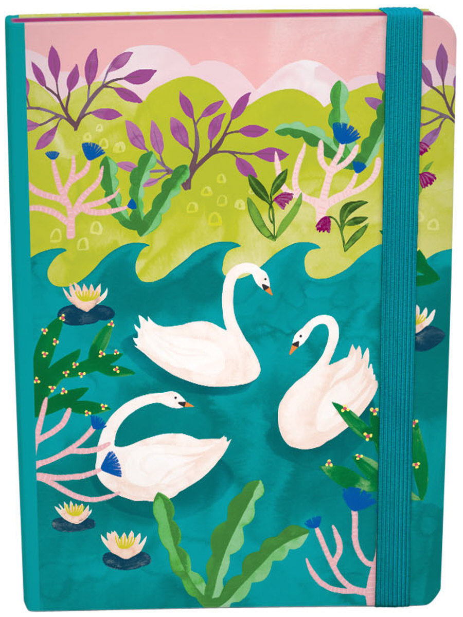 Roger la Borde Swans A5 Journal with elastic featuring artwork by Katie Vernon