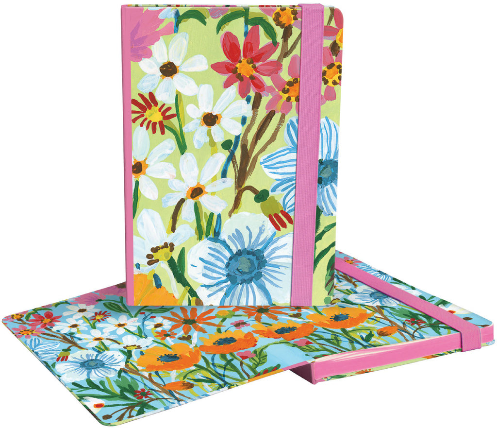 Roger la Borde Flower Field A5 Hardback Journal with elastic binder featuring artwork by Carolyn Gavin