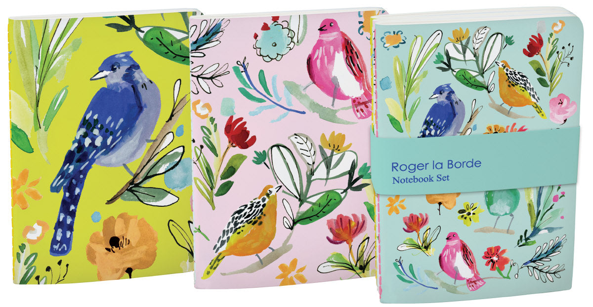 Roger la Borde Wild Batik A6 Exercise Books set featuring artwork by Jennifer Orkin Lewis