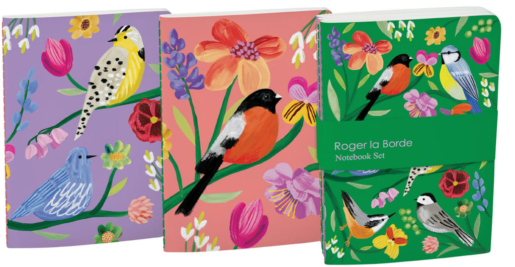 Roger la Borde Birdhaven A6 Exercise Books set featuring artwork by Katie Vernon