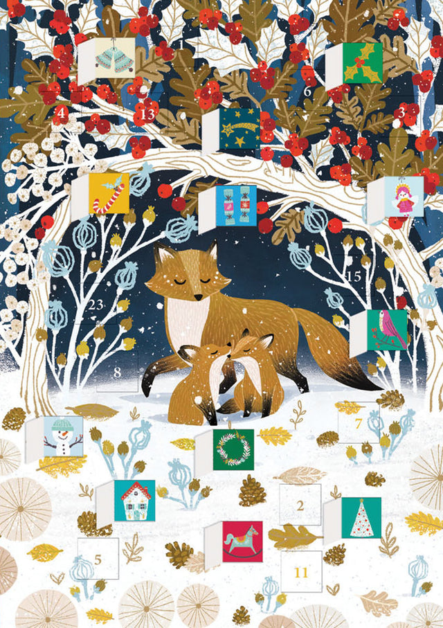 Roger la Borde Frosty Forest Advent Calendar Greeting Card featuring artwork by Antoana Oreski