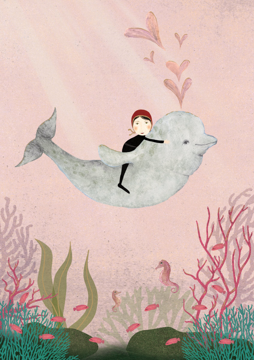 Roger la Borde Whale Song Greeting Card featuring artwork by Katherine Quinn