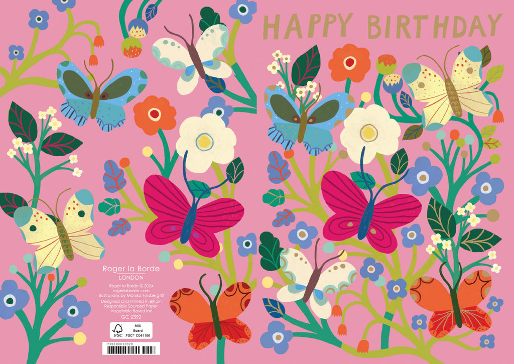 Roger la Borde Butterfly Garden Greeting Card featuring artwork by Monika Forsberg