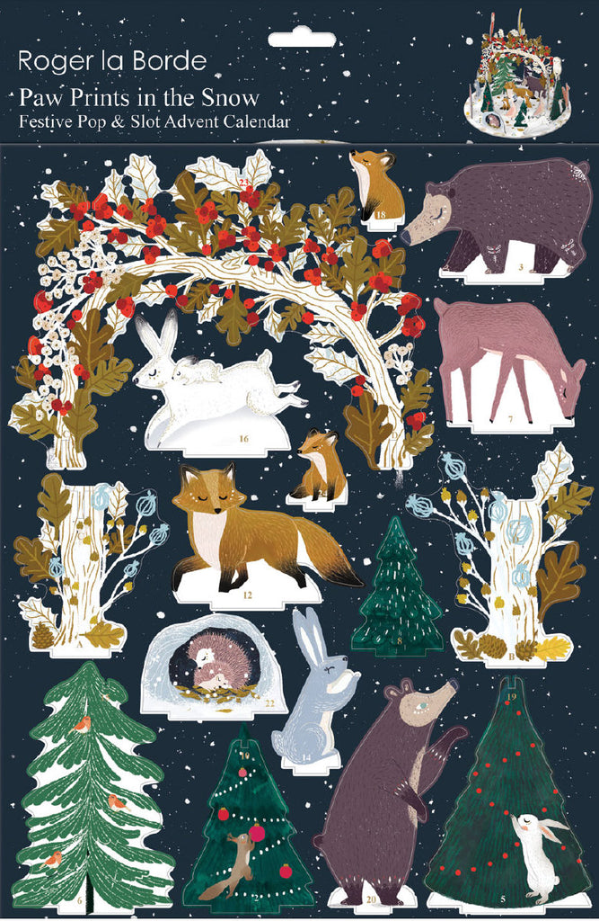 Roger la Borde Frosty Forest Pop & Slot 3D Advent Calendar featuring artwork by Antoana Oreski