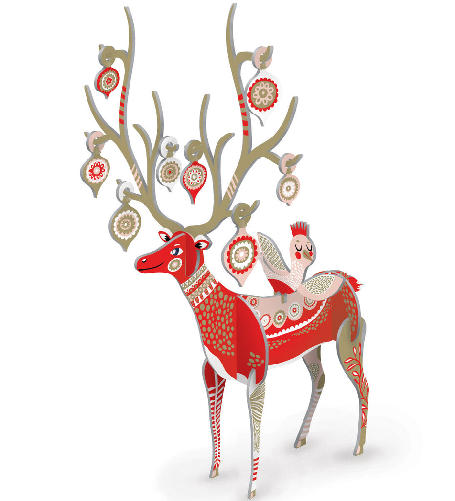 Roger la Borde Folksy Reindeer Pop & Slot 3D Scene featuring artwork by Helen Dardik