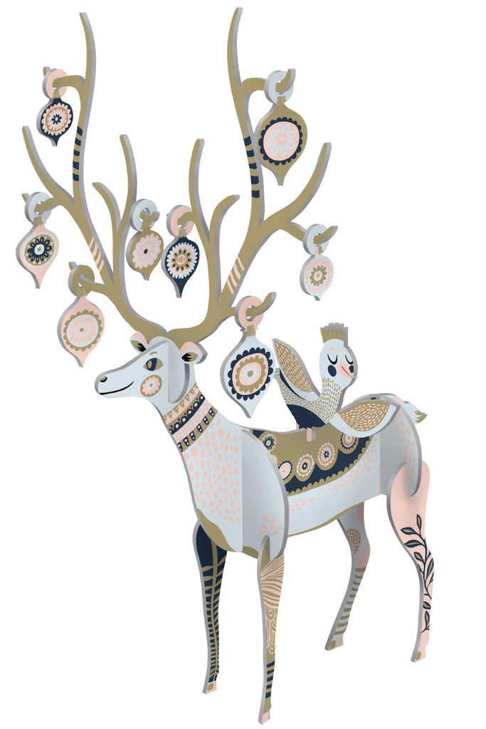 Roger la Borde Folksy Reindeer Pop & Slot Decoration featuring artwork by Helen Dardik