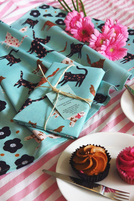 Cinnamon and Ginger Cats Tea Towel