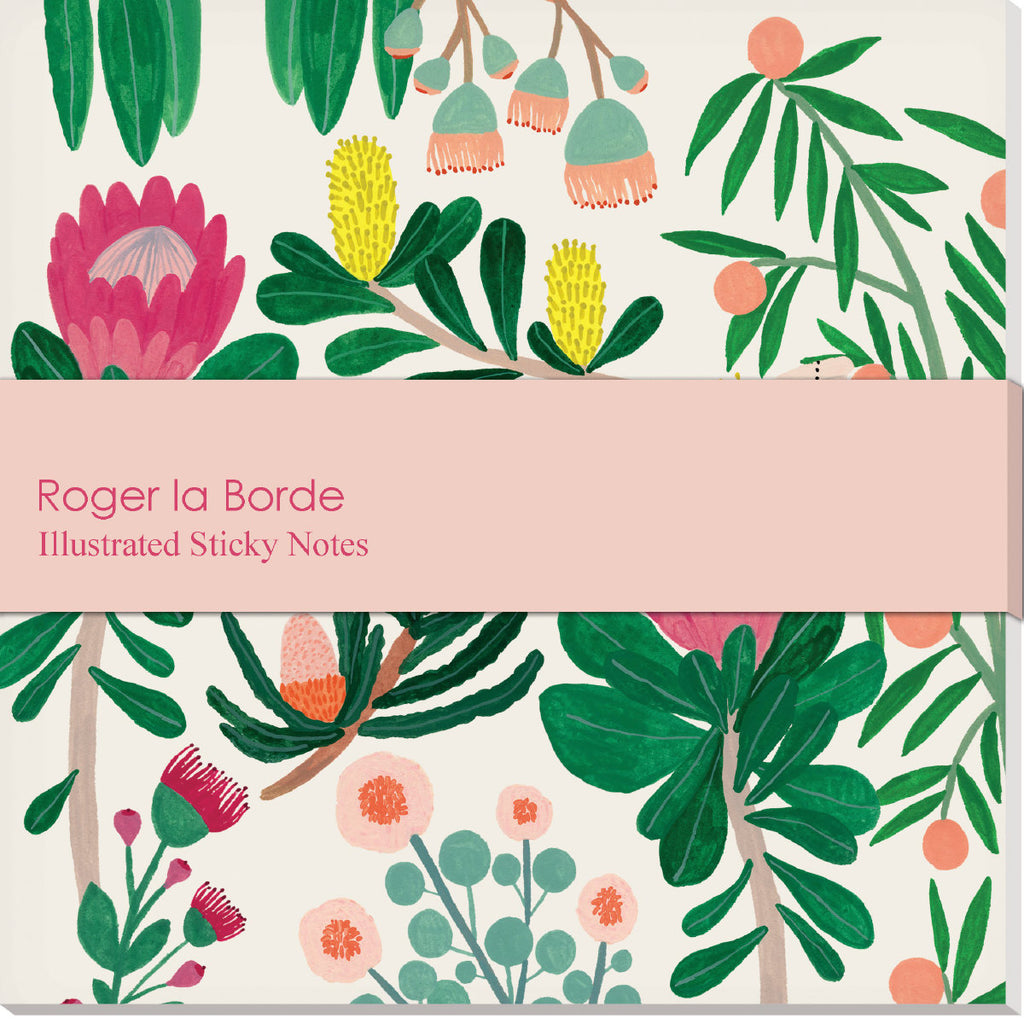 Roger la Borde King Protea Sticky Notepad featuring artwork by Kate Pugsley