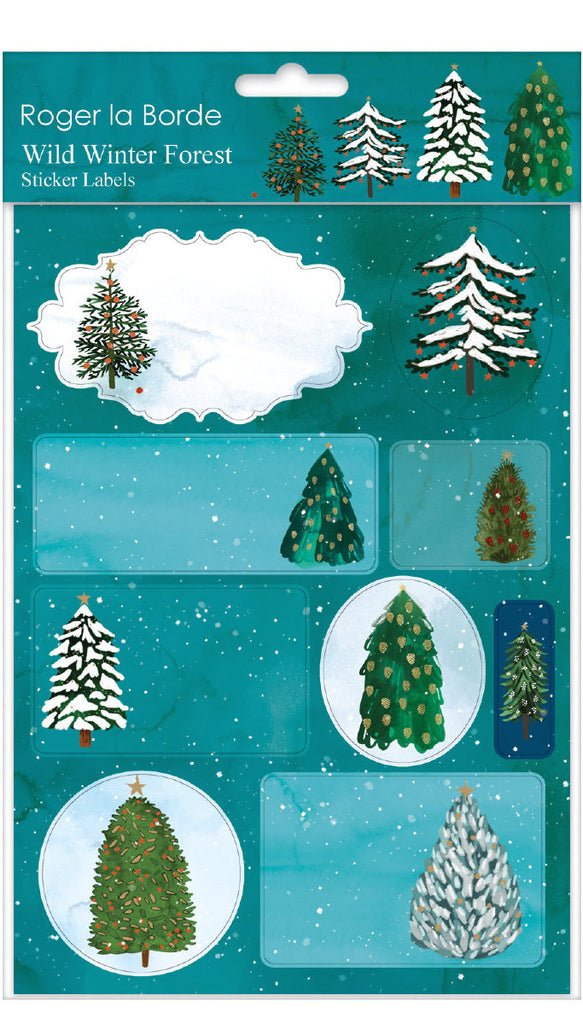 Roger la Borde Christmas Conifer Sticker Labels Sheet featuring artwork by Katie Vernon