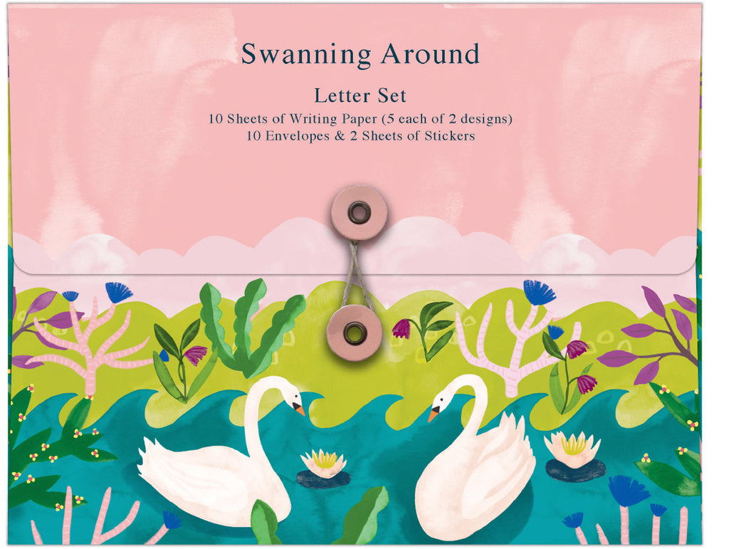 Roger la Borde Swans Writing Paper Set featuring artwork by Katie Vernon