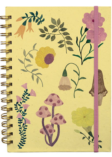 Roger la Borde Flora and Fungi A5 Blank Wiro Notebook featuring artwork by Karolina Ciechanska