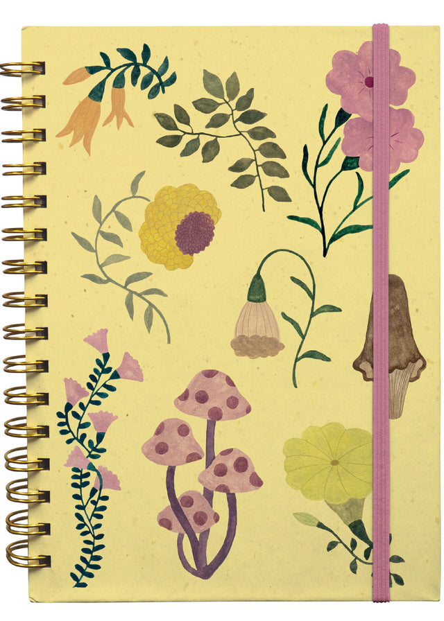 Roger la Borde Flora and Fungi A5 Blank Wiro Notebook featuring artwork by Karolina Ciechanska