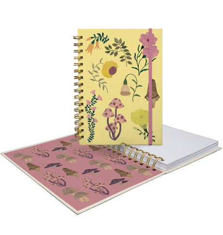 Roger la Borde Flora and Fungi A5 Blank Wiro Notebook featuring artwork by Karolina Ciechanska