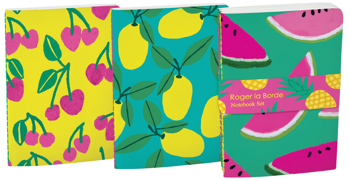 Roger la Borde Cute Fruit A6 Softback Notebook Set featuring artwork by Anne Bentley