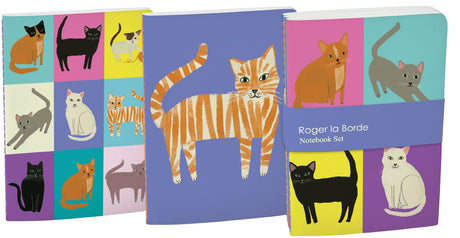 Roger la Borde Cat Etiquette A6 Softback Notebook Set featuring artwork by Anne Bentley
