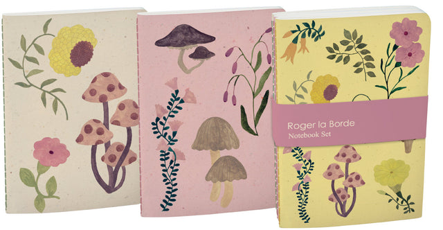 Roger la Borde Flora and Fungi A6 Softback Notebook Set featuring artwork by Karolina Ciechanska