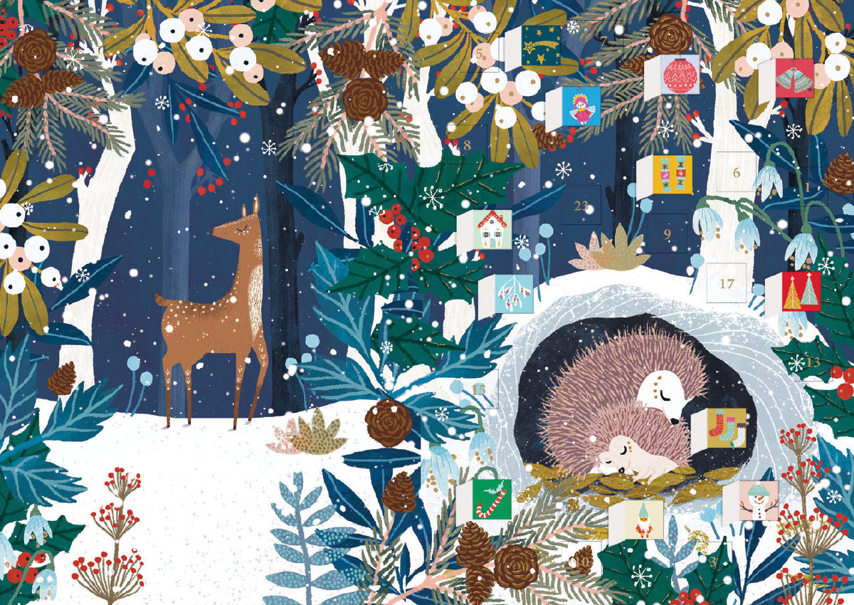 Roger la Borde Wild Wood Hideaway Advent Calendar Greeting Card featuring artwork by Antoana Oreski