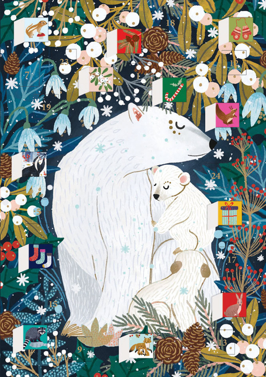Roger la Borde Polar Bear Bower Advent Calendar Greeting Card featuring artwork by Antoana Oreski
