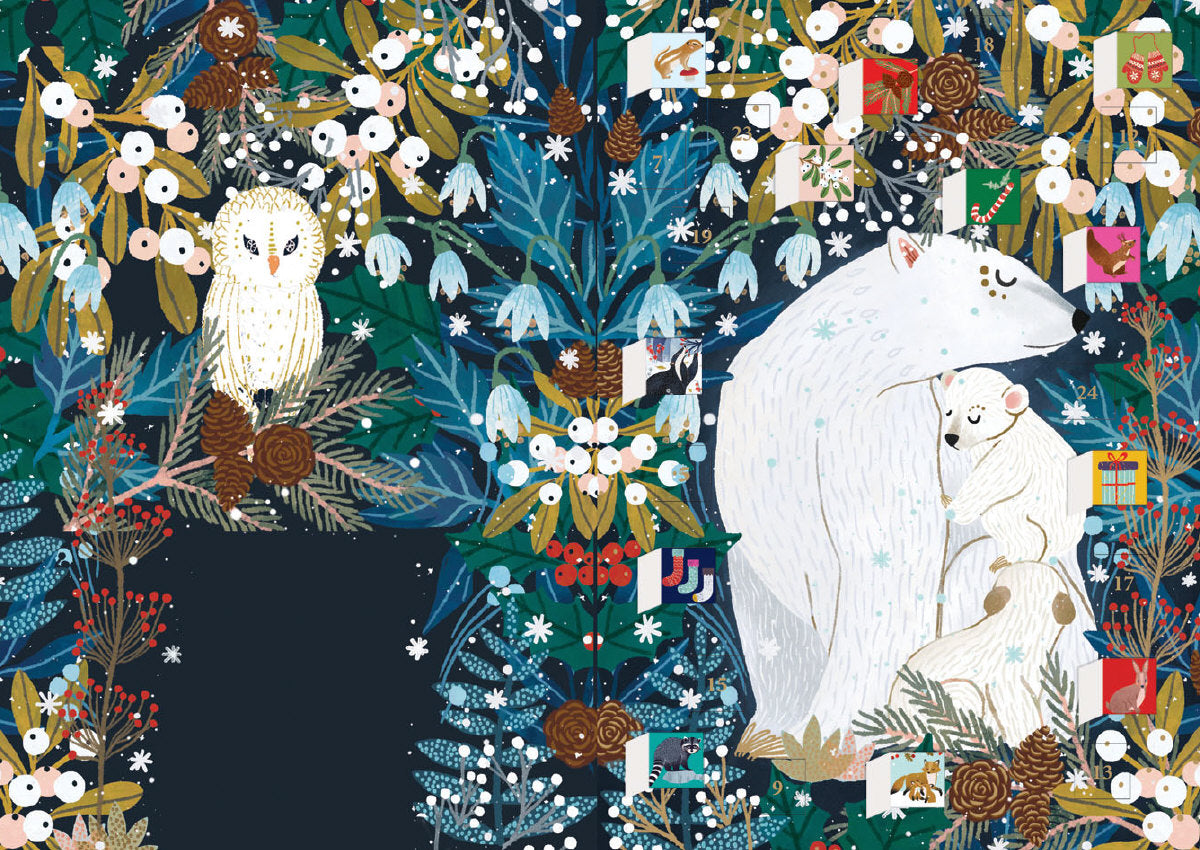 Roger la Borde Polar Bear Bower Advent Calendar Greeting Card featuring artwork by Antoana Oreski