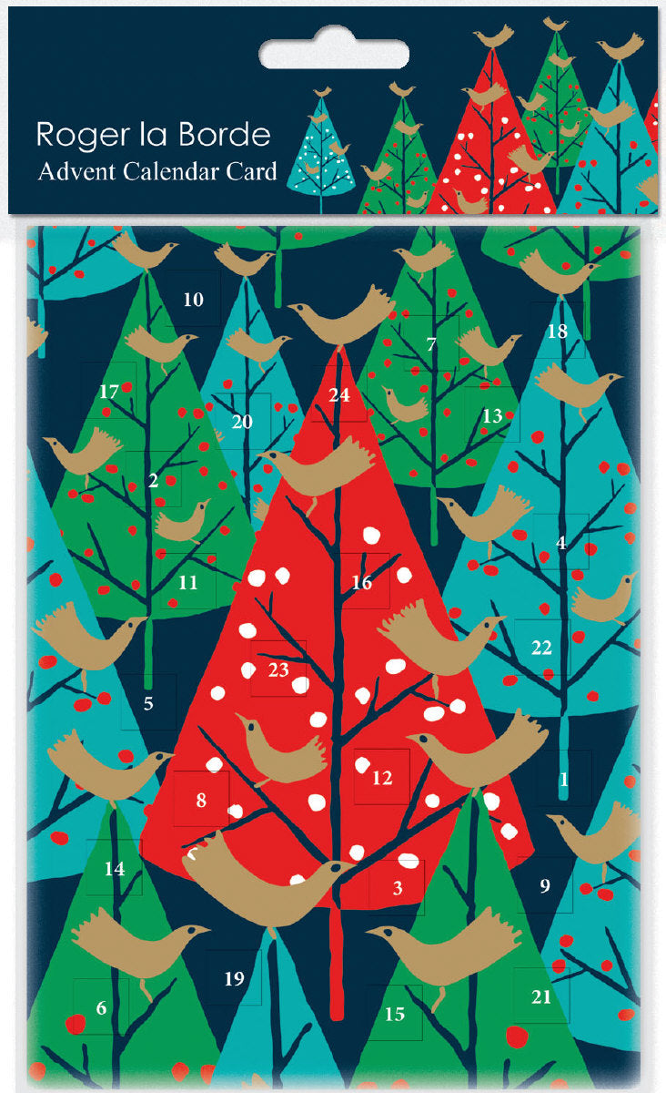 Roger la Borde Brilliant Birds Advent Calendar Card featuring artwork by Roger la Borde