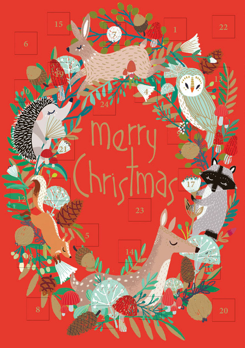 Roger la Borde Snowy Sanctuary Advent Calendar Card featuring artwork by Antoana Oreski
