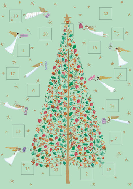 Roger la Borde Angelic Antics Advent Calendar Card featuring artwork by Roger la Borde